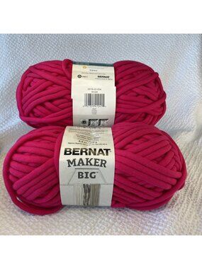 Lot Of 2 Bernat Maker Big Jumbo 7 Yarn,  8.8 oz, Fuchsia 50% cotton